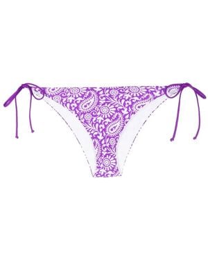 MC2 Saint Barth Paisley-Print Bikini Bottoms - Purple
