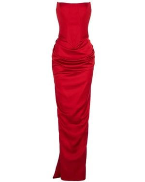 V:PM ATELIER Flavia Corset-Style Draped Maxi Dress - Red