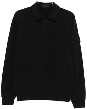 Stone Island Logo-Patch Long-Sleeve Polo Shirt - Black