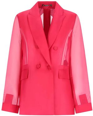 Max Mara Double-Breasted Sheer Jacket - Pink