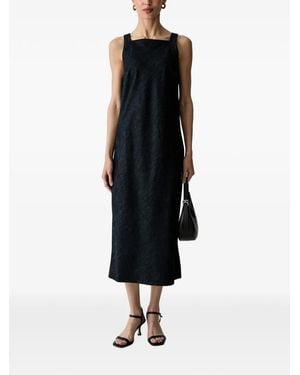 Benetton Square-Neck Denim Midi Dress - Black