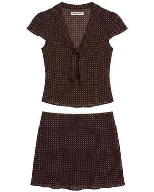 Reformation Kelson Polka-Dot Two-Piece Set - Brown