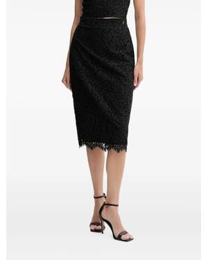 Guess Lace-Floral Midi Skirt - Black