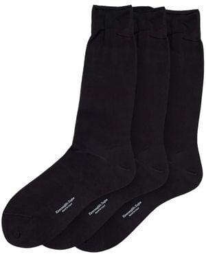 ZEGNA Ribbed-Knit Socks (Set Of Three) - Black