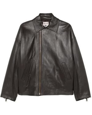 Semicouture Lederjacke Mit Reißverschluss - Schwarz