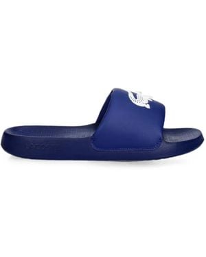 Lacoste Logo-Print Slides - Blue