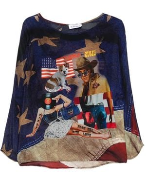 The Artistylist Graphic-Print Long-Sleeve Blouse - Blue