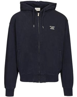 Drole de Monsieur Slogan-Print Zip-Up Hoodie - Blue