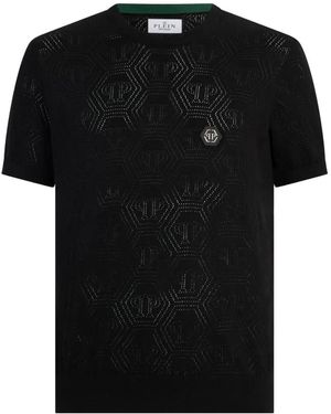 Philipp Plein Monogram-Pattern T-Shirt - Black