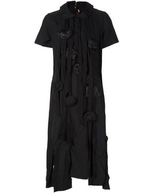 Comme des Garçons Flower Appliqué Shirt Dress - Nero