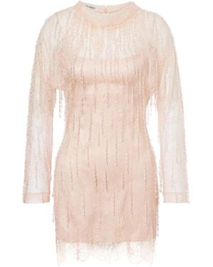 Alberta Ferretti Rhinestone-Embellished Dress - Natural