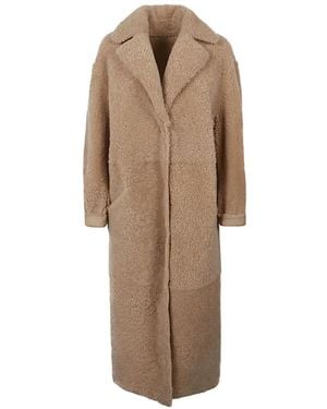 Enes Shearling Long Coat - Natural