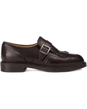 Doucal's Single-Buckle Fringed Shoes - Brown