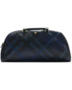 Burberry Check-Pattern Holdall Bag - Blue