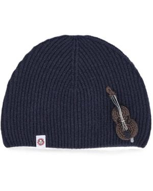 Charles Jeffrey Ribbed Violin-Patch Beanie Hat - Blue