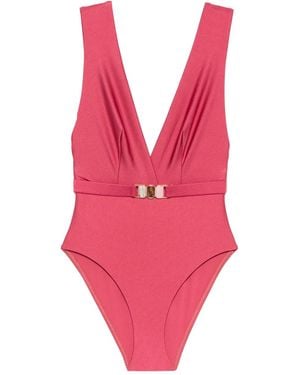 Zimmermann V-Neck Belted Swimsuit - Pink