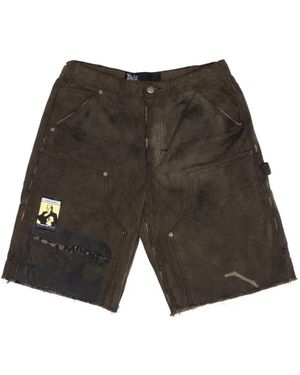PALY Sinned 4 Nothing Distressed Panelled Shorts - Grey