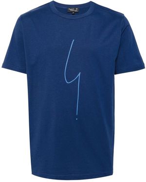 agnès b. Logo Print Cotton T-Shirt - Blue