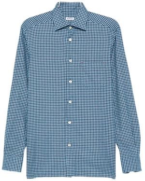 Kiton Long-sleeve checked shirt - Blau