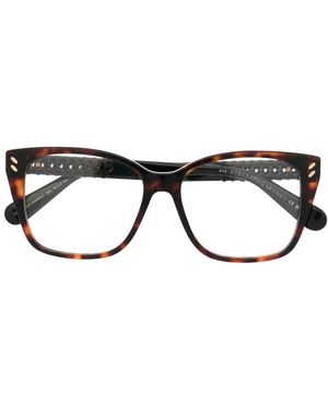 Stella McCartney Woven-Arm Square-Frame Glasses - Brown