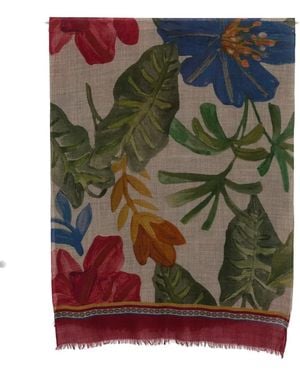 Claudio Cutuli Floral-Motif Frayed Scarf - Green