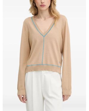 Karl Lagerfeld Pullover mit V-Ausschnitt - Natur