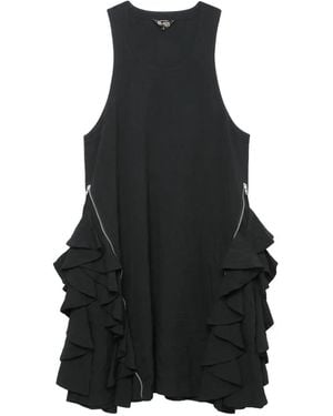 COMME DES GARÇON BLACK Ruffled Zip-Detail Midi Dress - Black