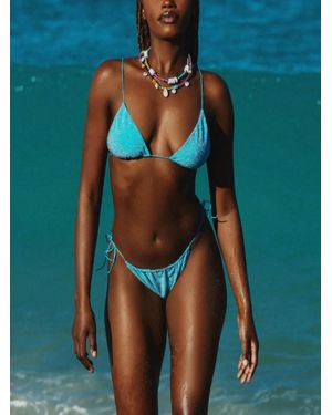 It's Now Cool Gathered Side-Tie Bikini Bottoms - Blue
