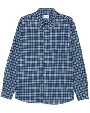 AMISH America Hemd Mit Karomuster Und Button-Down-Kragen - Blau