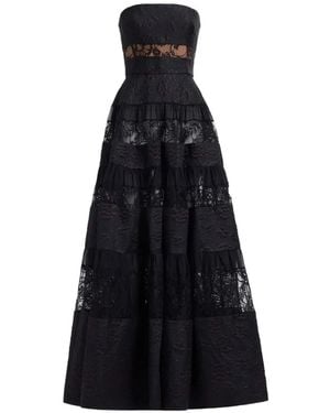 Elie Saab Brocade-Lace Panelled Maxi Dress - Black