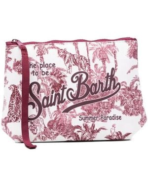 MC2 Saint Barth Aline Palm-Tree Print Clutch Bag - Pink