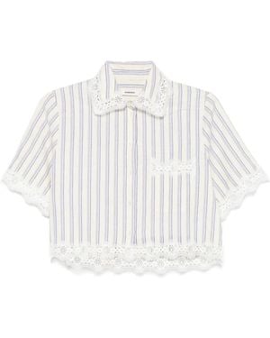 Sandro Lace-Trim Stripe Shirt - White