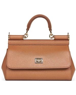 Dolce & Gabbana Dauphine Leren Tas Met Handgreep - Bruin