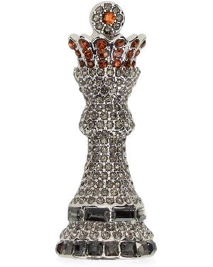 Weekend by Maxmara Crystal-Embellished Chess-Piece Brooch - White