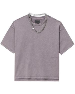 Musium Div. Chain-Embellished Acid-Wash T-Shirt - Purple