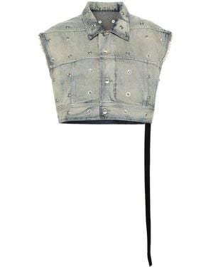 Rick Owens Jumbo Worker Denim Vest - Grey