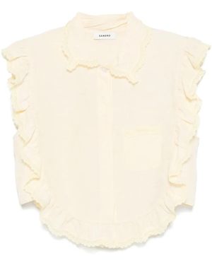Sandro Ruffle-Trim Blouse - Natural