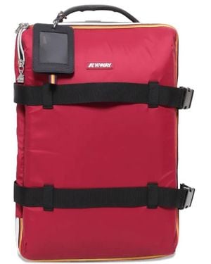 K-Way Small Valigia Blossac Four-Wheel Strap Suitcase - Red