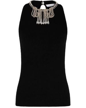Rabanne Jeweled-Embroidered Top - Black