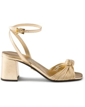 Prada Mordoré Leather Heeled Sandals - Metallic