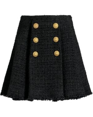 Balmain Flared Tweed Skirt - Black