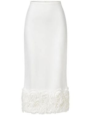 Alexis Cormara Ruffled-Trim Midi Skirt - White