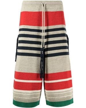 Craig Green Gestreepte Ribgebreide Shorts - Rood