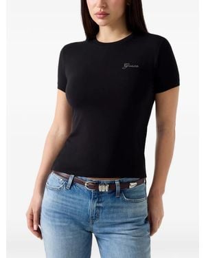 Guess Camiseta Con Aplique Del Logo - Negro