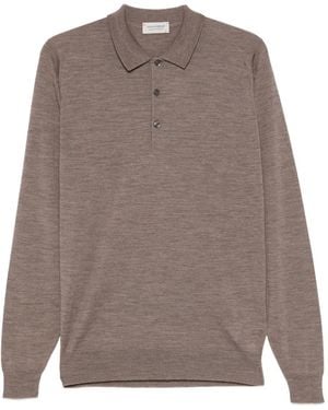 John Smedley Long-Sleeved Polo Shirt - Brown