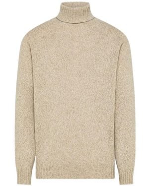 Seventy Roll-Neck Ribbed-Trim Jumper - Natural