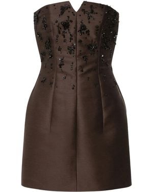 Alberta Ferretti Beaded Strapless Mini Dress - Brown