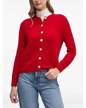 Barbour Cable-Knit Wool Cardigan - Red