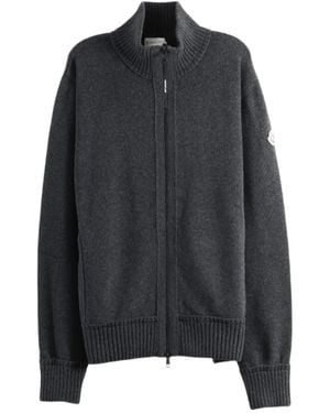 Moncler Logo-Patch Zip-Up Cardigan - Black