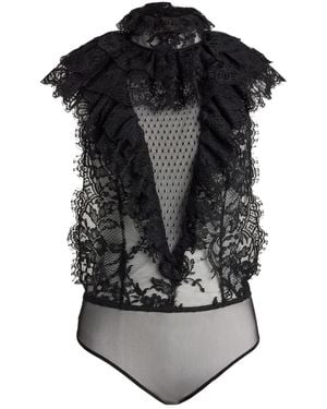 Ralph Lauren Body con volantes de encaje - Negro